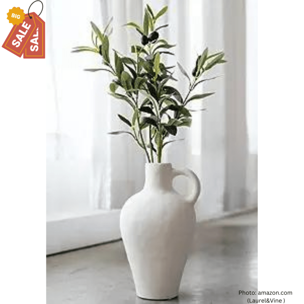 Matte Textured Vase - with Olive Branches for Vases - 22 Inches Tall