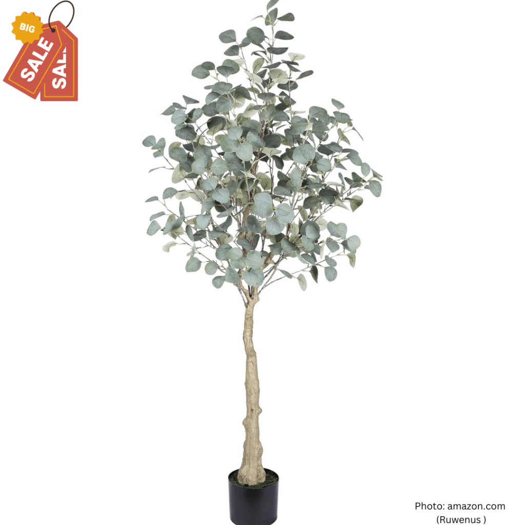 Eucalyptus Tree 5ft（59"） Tall Fake Silver Dollar Leaves Eucalyptus Plants